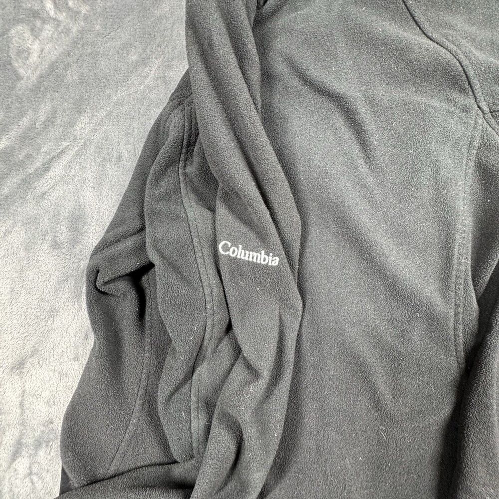 Columbia Fleece Jacket Hooded Full Zip Womens S Black‎ Hooded Thumb Holster - Picture 9 of 12
